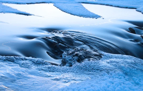 Stock image Blue ice and the water making the way and raging from under it