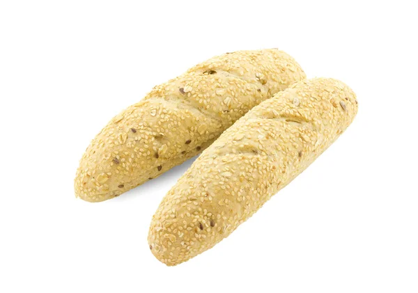 Twee verse wheaten stokbrood besprenkeld met een sesam. — Stockfoto