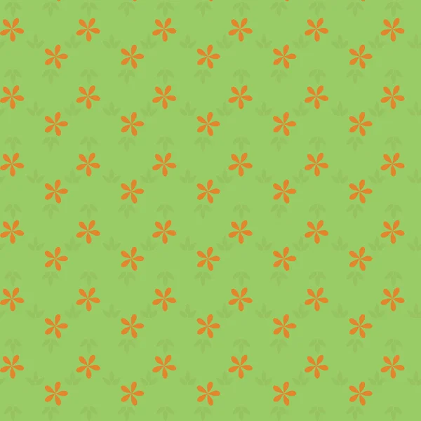 Blume nahtlose Muster mit Blättern auf dem Grün. — Stockvektor
