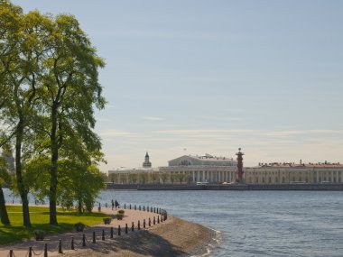 Neva River Embankment overlooking the Vasilyevsky island in St. clipart