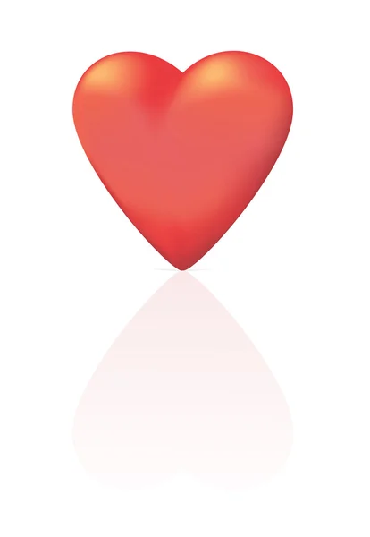Vector heart with a shadow and reflection. — Stock Vector