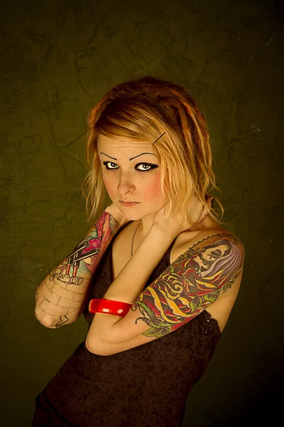 Tattoo woman — Stock Photo, Image