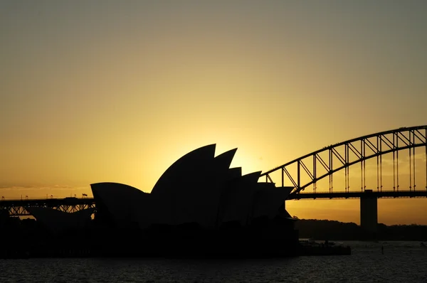 Sydney Wahrzeichen Silhouetten — Stockfoto