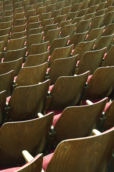 Wooden theatre seats — Stock Photo, Image