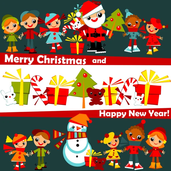 Vánoční pozadí. děti — Stockový vektor