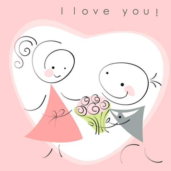 Valentine ζευγάρι με λουλούδι — Διανυσματικό Αρχείο