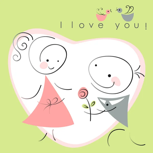 Valentine couple with rose — Stock Vector