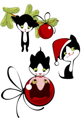 Set of Christmas kittens clipart