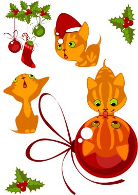 Set of Christmas kittens clipart