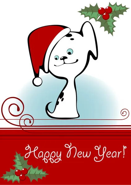Cachorro en gorra de Navidad — Archivo Imágenes Vectoriales