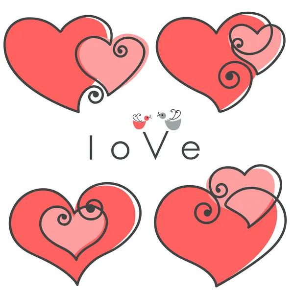 San Valentín establecer corazones — Vector de stock
