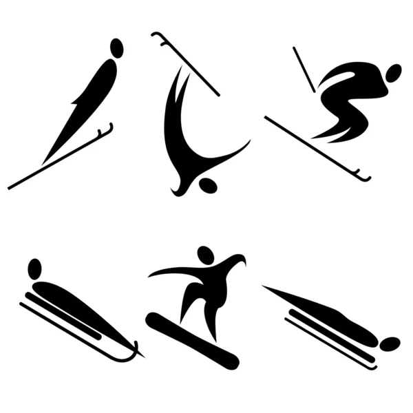 Conjunto de ícones de esportes de inverno — Vetor de Stock