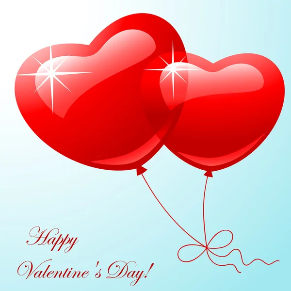 Červený dvě balón ve tvaru srdce — Stockový vektor