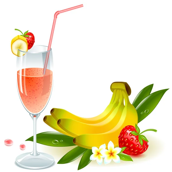 香蕉和草莓汁 — 图库矢量图片