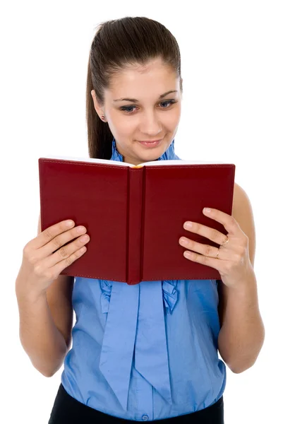 Schönes Mädchen mit dem Buch in der Hand — Stockfoto