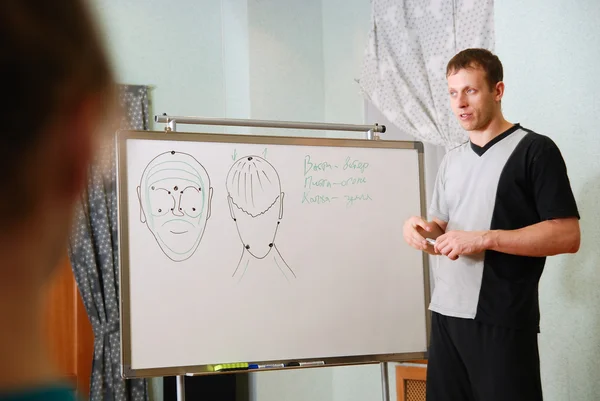 Lecture on a facial massage — Stock Photo, Image