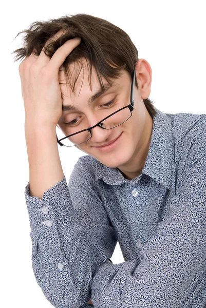 Attraente giovane uomo con gli occhiali — Foto Stock