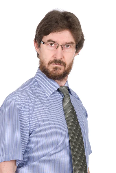 Portrait of a serious young man in glasses — Stock Photo, Image
