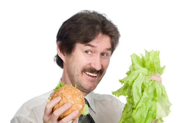 De man heeft gekozen salade — Stockfoto