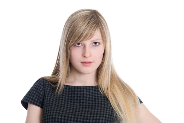 Sensuele jonge blonde vrouw kijken naar camera studio opname — Stockfoto