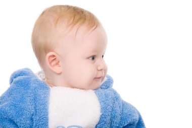 Bright closeup picture of blue-eyed baby boy clipart