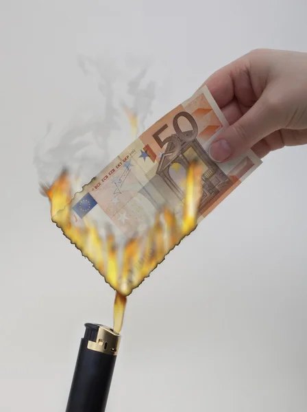 stock image Euros burning