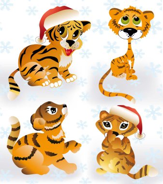 Vector tigers set clipart