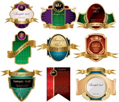 Collection of golden ornate labels clipart