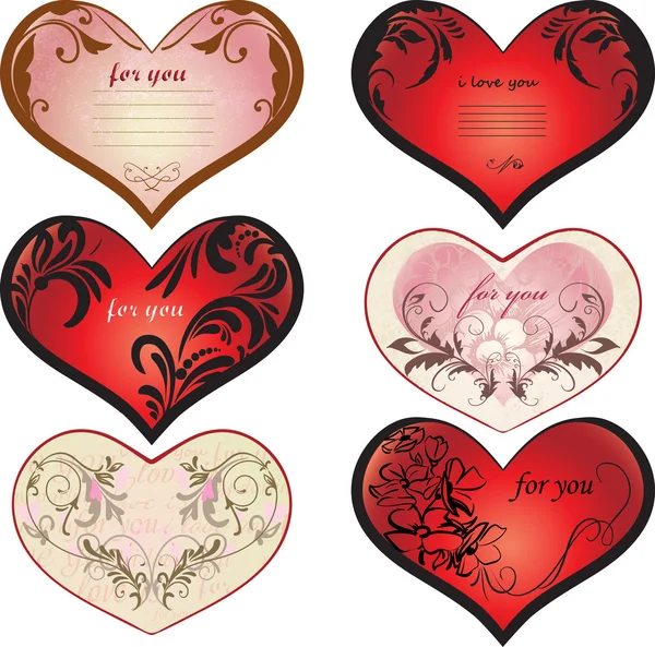 Ευχετήριες κάρτες με σχήμα καρδιάς — Διανυσματικό Αρχείο