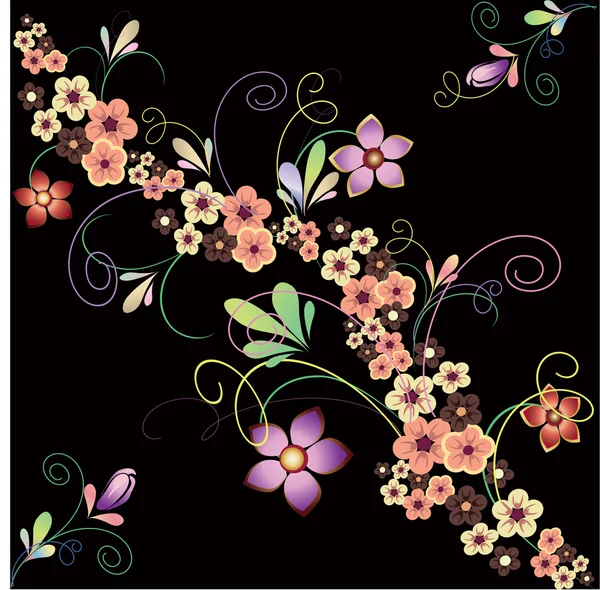 stock vector Flowers on a black background