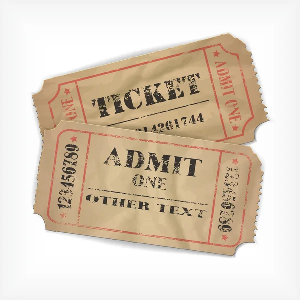 Realistische Vektor Vintage Paper Tickets — Stockvektor