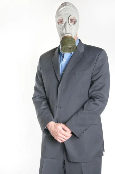 Man i gasmask — Stockfoto