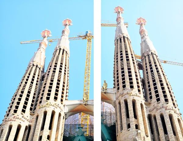 Sagrada familia kilise kartpostal, 2 farklı parçaları — Stok fotoğraf