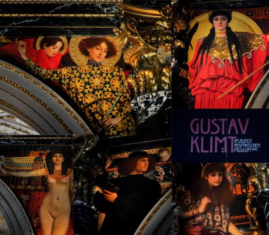 Gustav Klimt fresque Viyana'Khm müzesinde (Kunsthistorisches Müzesi) topluluğu