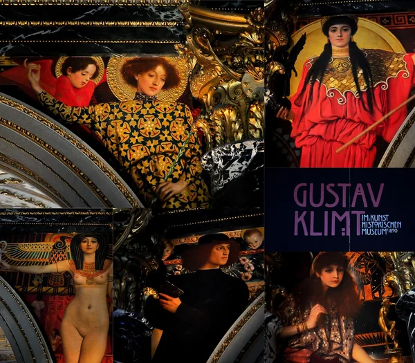 Collectie van Gustav Klimt allegorisch in Khm Museum (Natural History Museum) in Wenen Stockafbeelding