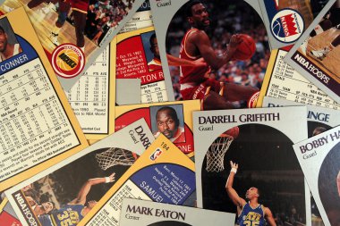Scattered Basketball Cards clipart