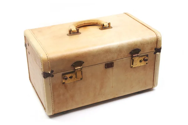 Izolované vintage hnědý zavazadla — Stock fotografie