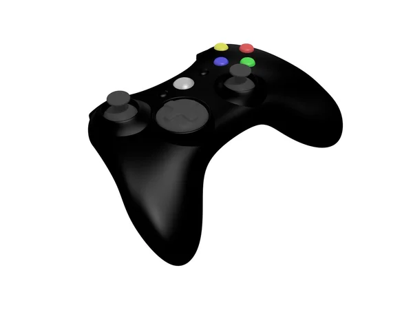 Black Video Game Controller em Branco — Fotografia de Stock