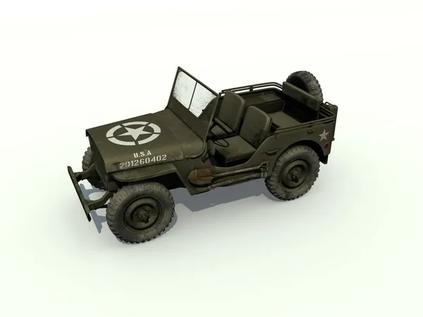 3D na białym tle willys jeep Obraz Stockowy
