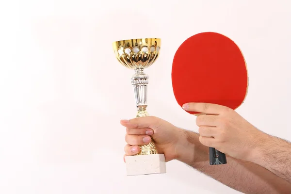 Winning a cup in a table tennis competition — Stock Photo, Image