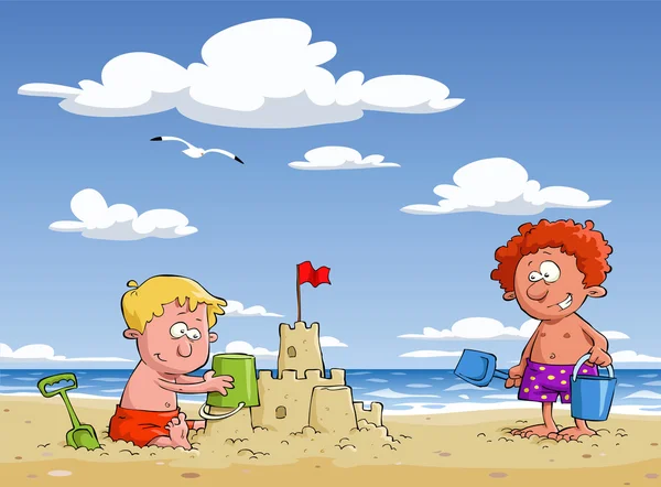 Vectores de stock de Niños playa dibujo, ilustraciones de Niños ...