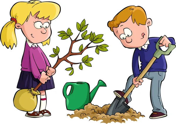 Planting a tree — Stock Illustration Planting a tree Royalty Free Stock Illustrations