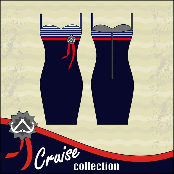 Cocktail jurk cruise collectie — Stockvector