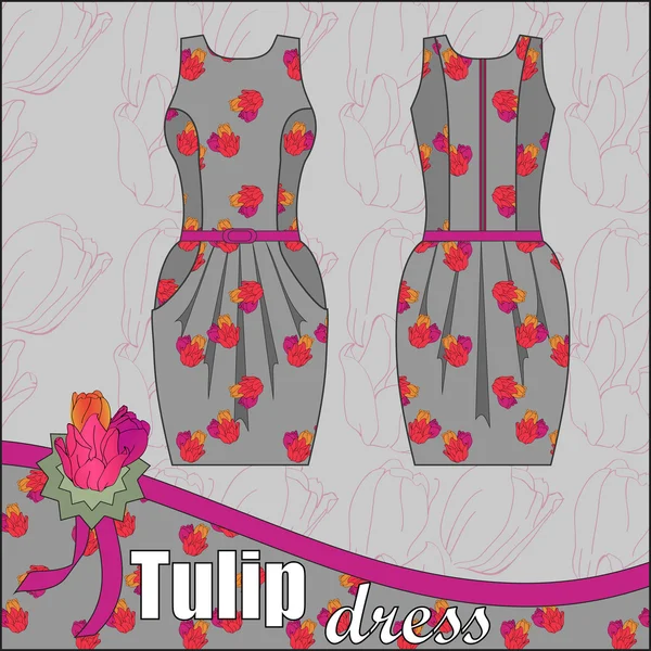 Tulipán šaty — Stockový vektor