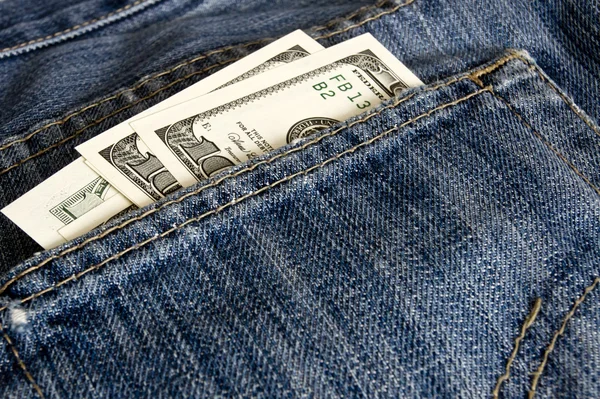 Money pocket jeans — Stock Photo, Image