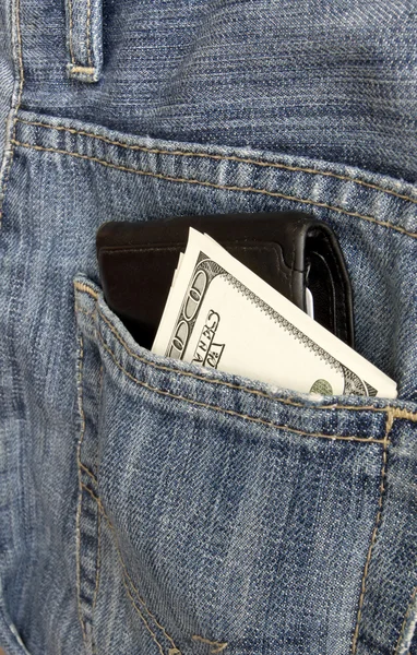 Dinheiro bolso jeans — Fotografia de Stock