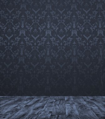 Room interior - vintage wallpaper, wooden floor clipart