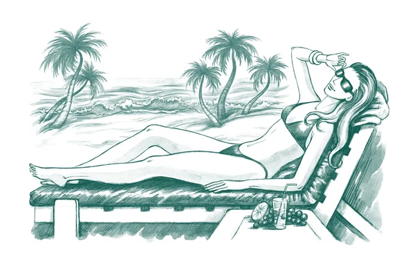 Sunbathing woman — Stock Photo, Image