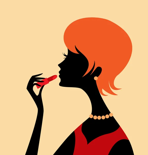 Femme avec rouge à lèvres — Image vectorielle