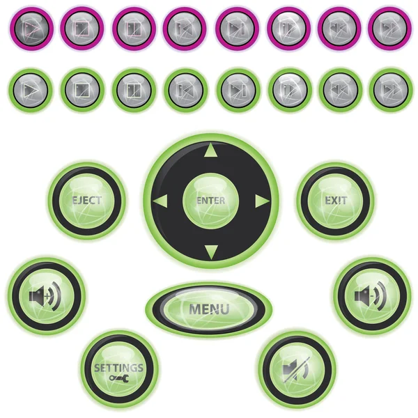 Modern Media Player Button Set — Stock Vector